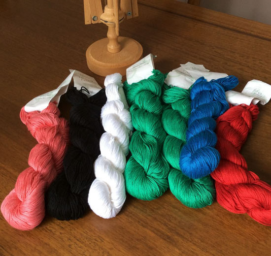 I’ll only be working with the 3 skeins on the left this week. The green, blue, and red will be featured in an upcoming issue of A Needle Pulling Thread.