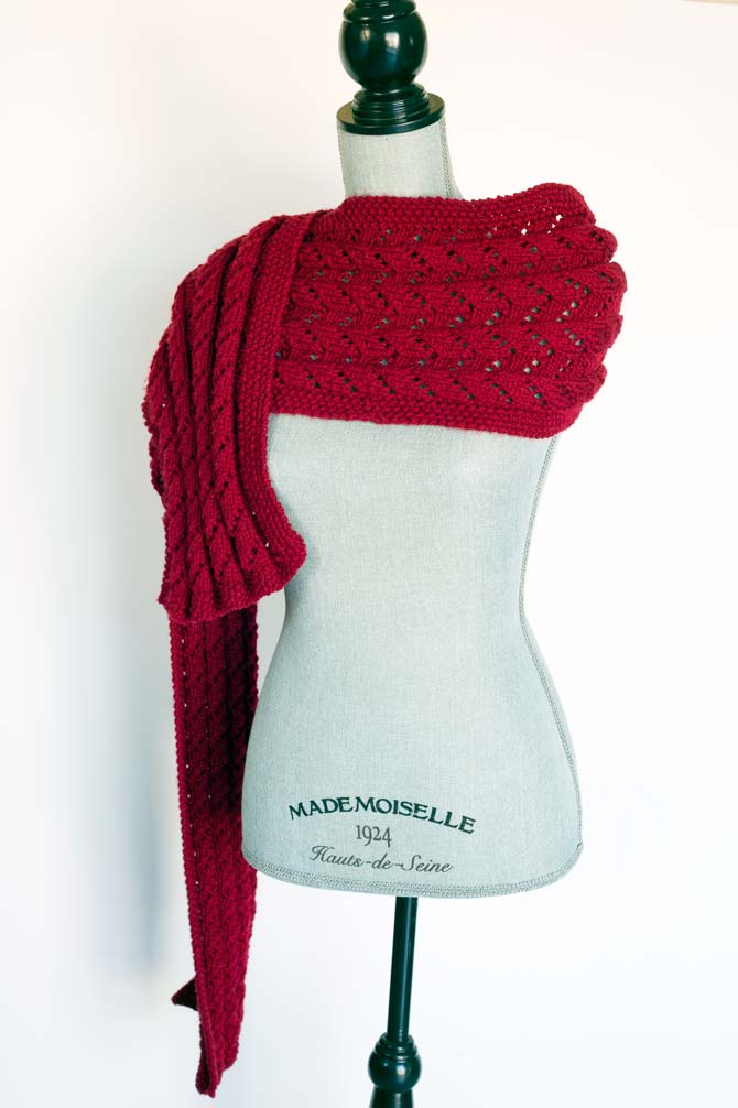 The Starlight Reversible Scarf in Aran weight yarn.