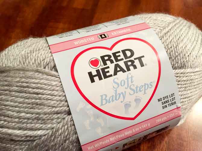 Red Heart's Soft Baby Steps yarn in the color Elephant