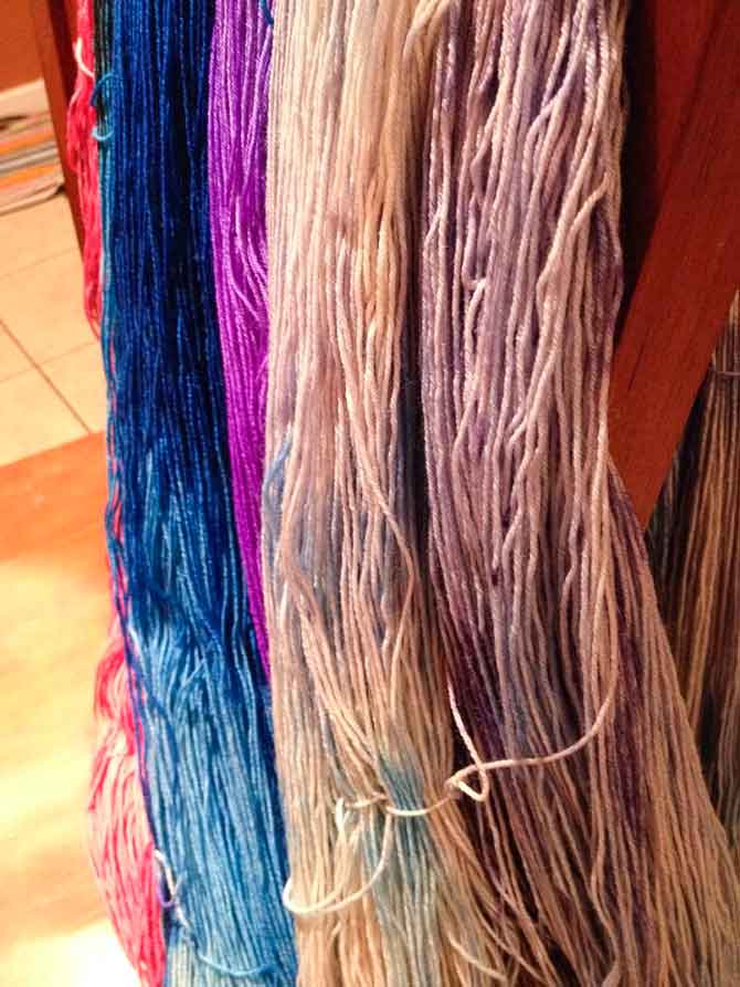 Some color variations within the same skeins of yarn; tonal colors.