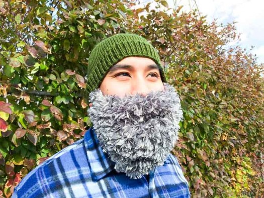 A knitted hat with a beard is a perfect addition to a Halloween costume. Be a lumberjack? An elf?