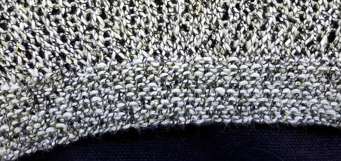 Garter stitch edging in Universe yarn