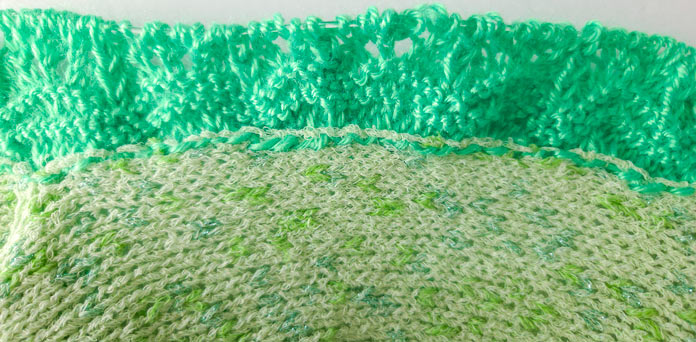 Lime green lace edging on the Hydra green body.