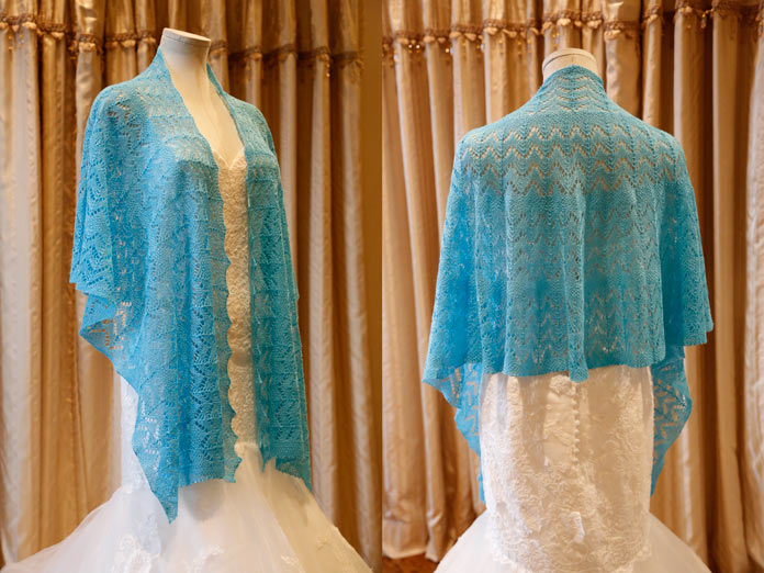 Double Horseshoe Wedding Shawl knitting pattern by Cynthia MacDougall for ANPTmag Issue Summer 2017; photo by Carla A. Canonico