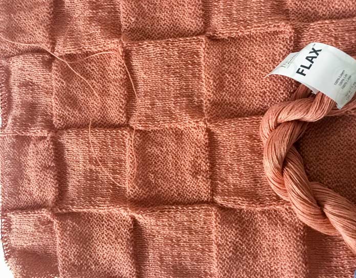 Knitted fabric in Fibra Natura FLAX in color dusted apricot