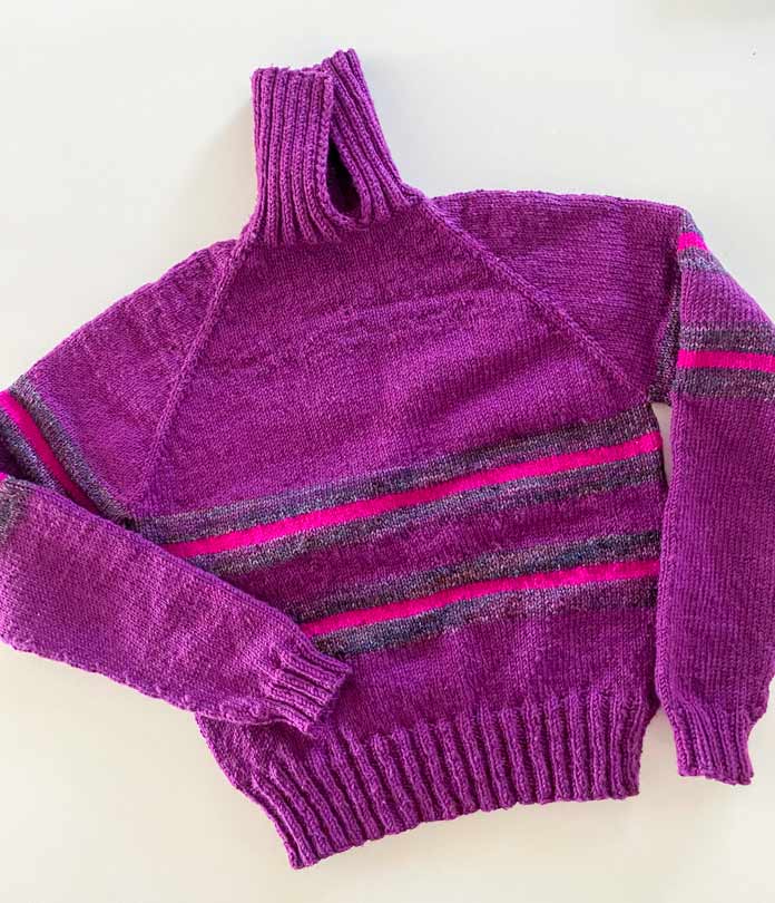 A striped purple knitted pullover