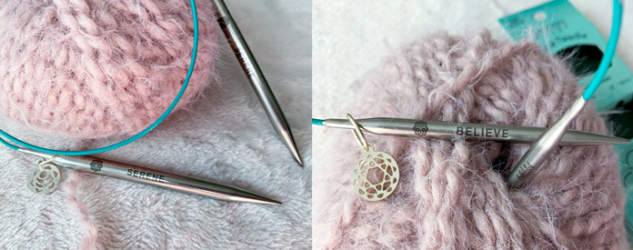 The Mindful Collection knitting needles in 5.5mm and 8mm for knitting the Bubble Sleeve Shrug