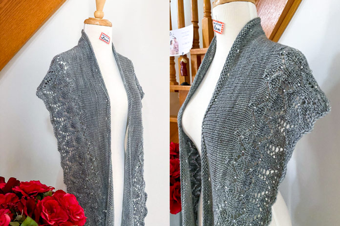 My version of Nancy Lekx’s Looking Up Crescent Shawlette knitting pattern; photo by Carla A. Canonico