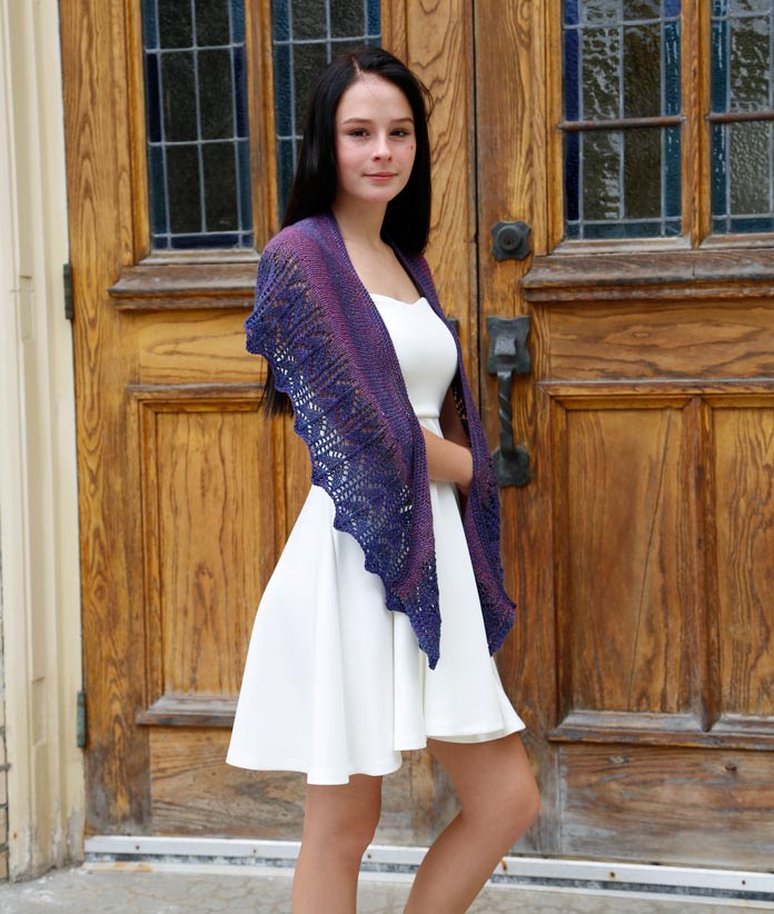 Notre Dame Crescent Shawl by Nancy Lekx for ANPTmag Issue 53; photo by Carla A. Canonico for ANPTmag