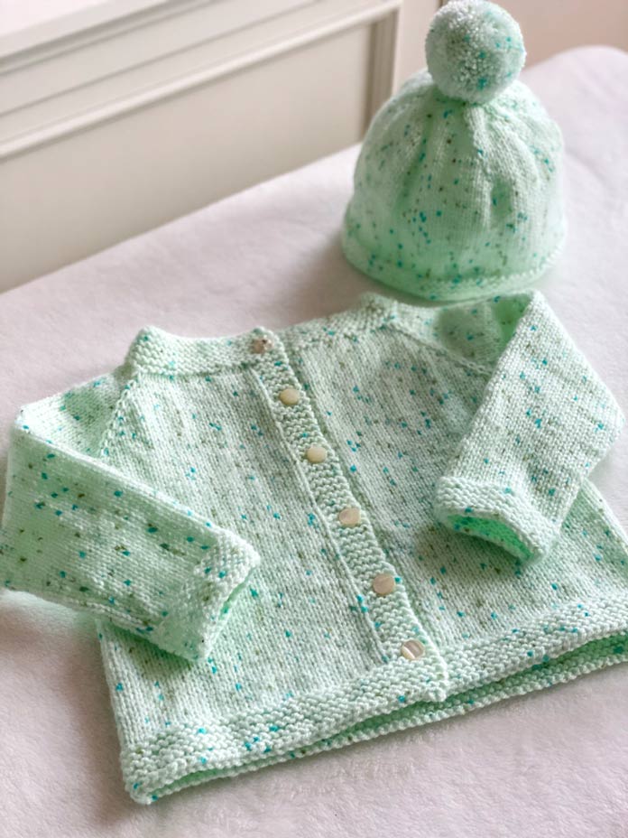How Sweet It Is Baby Cardigan & Hat Set by Cynthia MacDougall for ANPTmag Issue 53; photo by Carla A. Canonico for ANPTmag