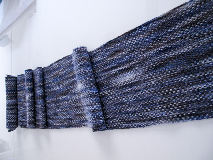 A knitted linen stitch scarf