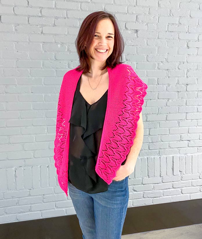 Looking Up Crescent Shawlette knitting pattern by Nancy Lekx for ANPTmag Issue 65; photo by Carla A. Canonico