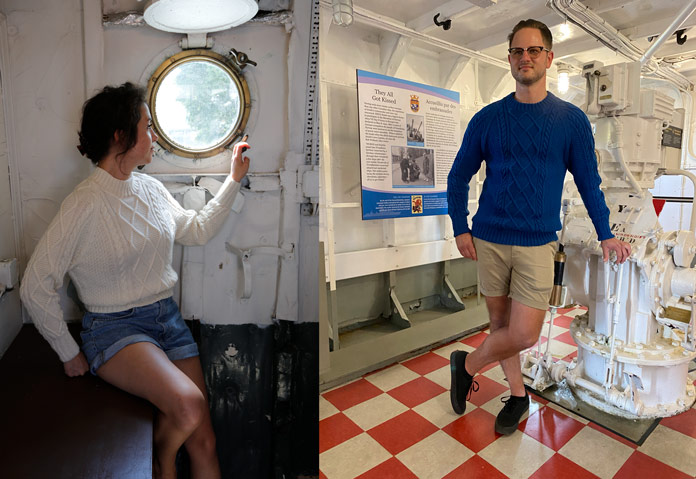 One knitting pattern – so many options! Seafaring Cables Pullover by Cynthia MacDougall for ANPTmag Issue 60; photo by Carla A. Canonico