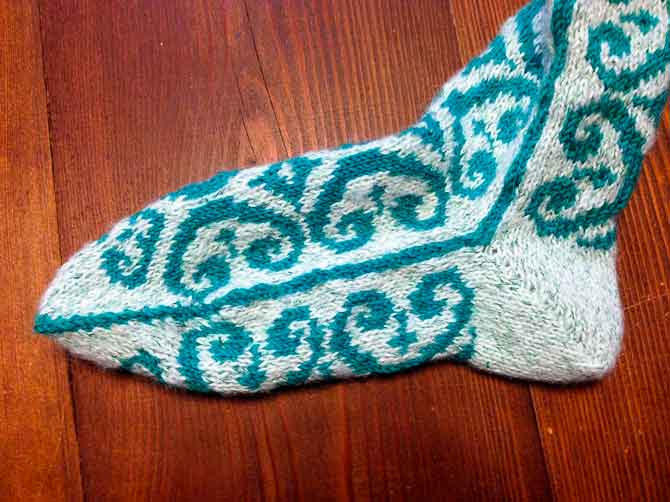 A sock I knitted, pattern by A. Zilboorg