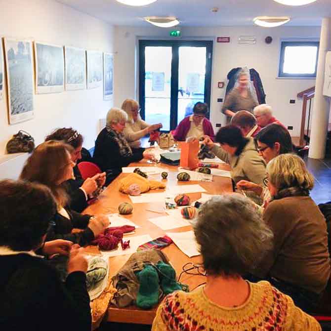 An awesome group of enthusiastic women, learning something knew in knitting!