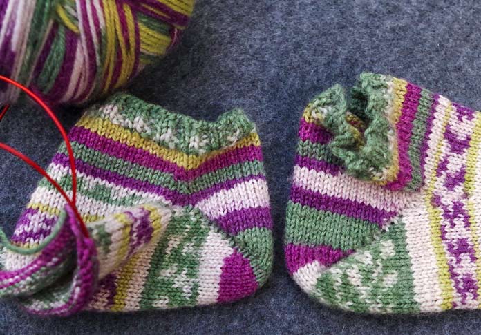 german short row sock heel