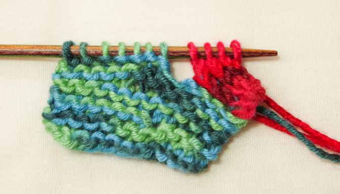 Knit 1 plain round every 4th row to avoid buckling or flaring.