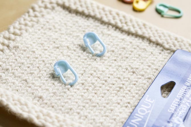 Use stitch markers to visually count your rows or stitch pattern repeats.